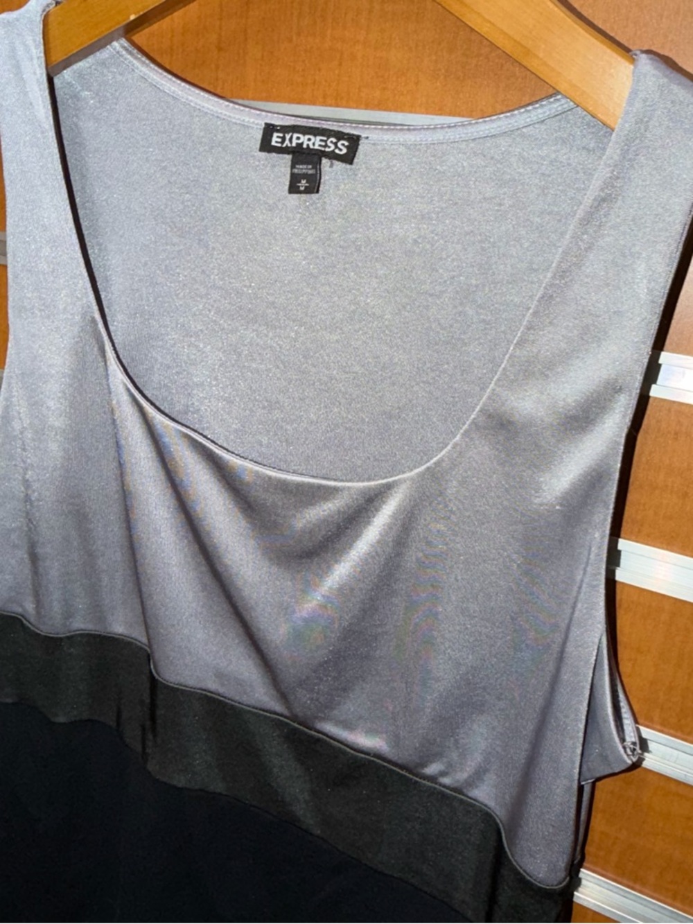 Express Silver and Black Colorblock Tank